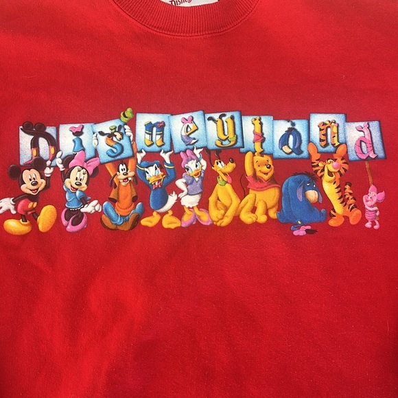 Vintage Disneyland Mickey & Friends Sweatshirt Red Youth Large Made in USA - Picture 3 of 10